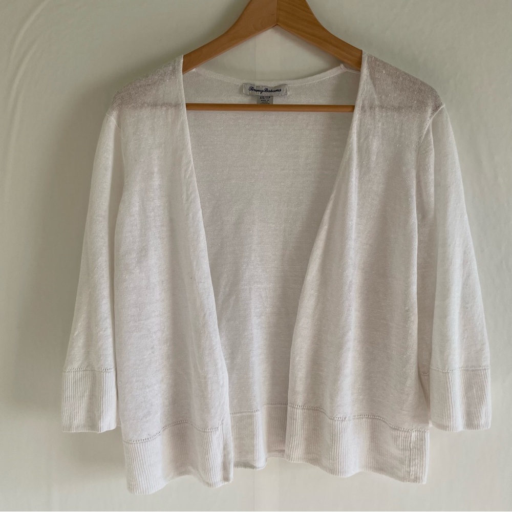 Tommy Bahama White Linen Knit Cardigan Size XS